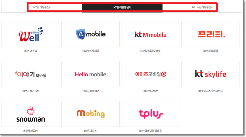 알뜰폰 종류